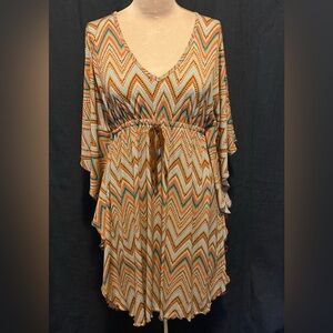 Uncle Frank Multicolor Chevron Short Caftan with Elastic Empire Waist
